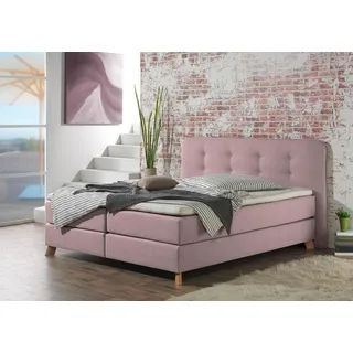 Home Affaire Boxspringbett »Cecina«, in 5 Breiten, 3 Ausführungen, 2 Härtegrade, Knopfheftung, Topper rosa