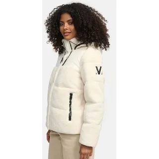 Marikoo Winterjacke (XS-XXL) - hochstehender und gefütterter Kragen, 4 Taschen, große Kapuze, Teddy-Puffer-Jacke, Warme Jacke Frauen - N030 (L, Offwhite) - L