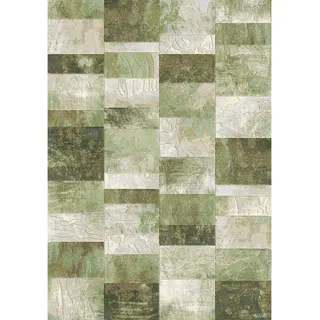 Novel Webteppich , Grün, Hellgrün, Beige , Textil , Graphik , rechteckig , 133x195 cm , Oeko-Tex® Standard 100 , für Fußbodenheizung geeignet, Fasern thermofixiert (heatset) , Teppiche Und Böden, Teppiche, Webteppiche