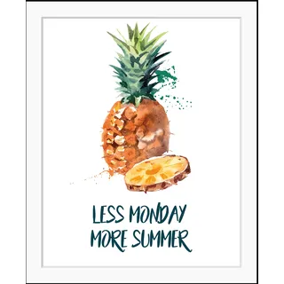 queence Bild »LESS MONDAY MORE SUMMER«, Ananas, Schriftzug, Ananas, gerahmt, bunt