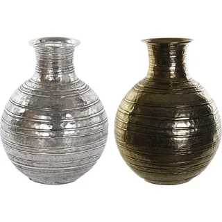 Vase DKD Home Decor Gold Silberfarben Aluminium Moderne Antiker Finish 38 x 38 x 50 cm (2 Stück)