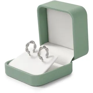 Oirlv PU Leder Olive Grün Ohrringbox, Geschenkbox für Ohrringe,Schmuckschatulle für Valentinstag Geburtstag