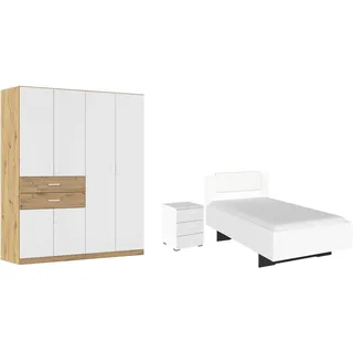 Rauch »Komplettzimmer Komplettschlafzimmer Schlafzimmer-Set (3-St.) MAIKA« Set, 3 Stk. tlg. Schrank 3 Breiten, 2 Höhen, Bett 100 cm, Nachttisch MADE IN GERMANY,