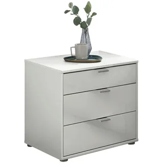 Dieter Knoll Nachtkästchen , Weiß , Glas, Holzwerkstoff , 3 Schublade(n) Schubladen , 40x48x43 cm , ISO 9001, Made in Germany , Typenauswahl, Soft-Close-System , Schlafzimmer, Nachtkästchen