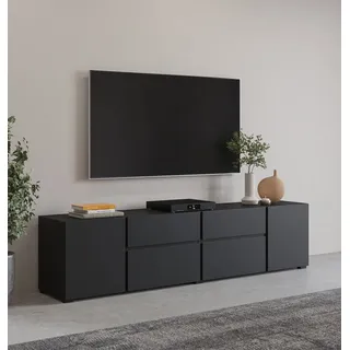 OTTO home Asymetric Lowboard 195 cm Schwarz Kunststoff/Metall/Spanplatte/Melamin