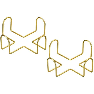 sourcing map 2Stk Untersetzer Halter 1.77" - Eisen Metall Untersetzer Ablage Rack für Beide Runde und Quadrat Halten 4 Untersetzer (Gold)