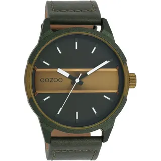Oozoo Armbanduhr forest grün Leder Timepieces Herren Analog-Quarzuhr UOC11233 | Grün