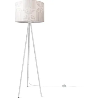 Stehlampe Wohnzimmer Lampenschirm Stoff Stehleuchte Leselampe Abstrakt Vintage - Weiß