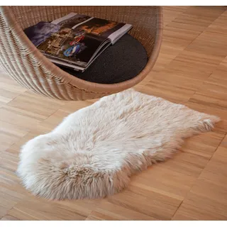 IPEA Lammfell Farbe Beige - Teppich aus echtem Schaffell - Made in Italy - 100/110 cm - Natürliche Lammfell Teppich Wohnzimmer - Weiches und Dickes Fell - Deko Fell Schlafzimmer