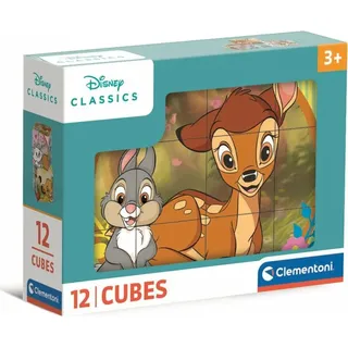 Clementoni Disney Classics 12 Würfel Puzzle Kinder - Geschicklichkeitsspiel für Kinder ab 3 Jahren - Sensorik- & Motorikspielzeug Disney Puzzle 41196