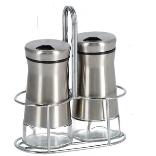 Zeller 19631 Salz-/Pfefferstreuer-Set, 3-tlg., Glas/Edelstahl