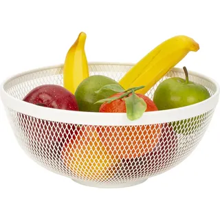 Moderner Obstkorb Früchtekorb Obstschale aus Metall weiß 26x12 cm