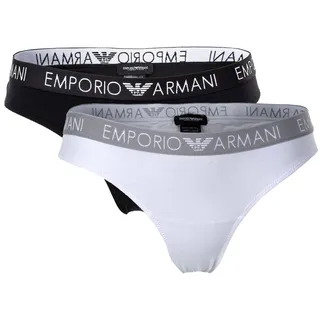 Emporio Armani Damen Brazilian Briefs, Vorteilspack - Slips, Stretch Cotton, einfarbig Weiß/Schwarz M