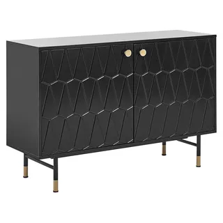 BELIANI Sideboard Schwarz MDF Spanplatte 120 x 82 x 40 cm mit Goldenen Beinen Elegant Modern Kommode für Wohnzimmer Schlafzimmer Flur - Schwarz, Gold