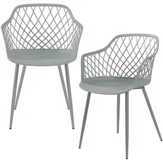 [en.casa] Esszimmerstuhl Kangasniemi Kunststoff hellgrau 2er Set