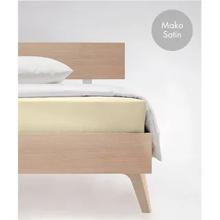 Spannbettlaken FLEURESSE "Colours in Gr. 90x200, 140x200 oder 180x200 cm", gelb (vanille), B:90cm L:200cm, Mako-Satin, Obermaterial: 100% Baumwolle, Bettlaken, Spannbettlaken, Mako Satin, für Matratzen bis 23 cm Höhe, Bettlaken, Spannbetttuch