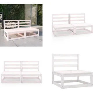 vidaXL Gartensofa 2 Sitzer Weiß Massivholz Kiefer - Mittelsofa - Mittelsofas - Sofa-Mittelstück - Sofa-Mittelstücke - Weiß