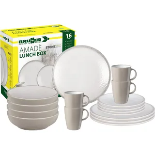 Brunner Campinggeschirr Set 16-tlg. beige/weiß