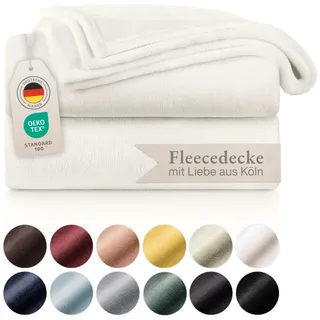 Blumtal Kuscheldecke flauschig - Oeko-TEX zertifizierte Fleecedecke 130x150 cm - Wohndecke 130x150 cm - Decke Couch Wohn- & Kuscheldecke - Flauschdecke - Decke für Couch/Fleecedecken Creme