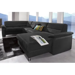 Wohnlandschaft SIT & MORE "Ascara U-Form", schwarz, B:312cm H:85cm T:204cm, NaturLeder in Sitz und Rücken, Korpus ist mit passendem Kunstleder bezogen.;Luxus-Microfaser (100% Polyester);Softlux-Kunstleder;Primabelle-Microfaser (100% Polyester), Sofas, Wohnlandschaft, inklusive Boxspring/Federkern-Polsterung, wahlweise mit Schlaffunktion