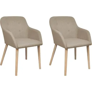 Esszimmerstühle 2 Stk. Beige Stoff und Massivholz Eiche - Beige