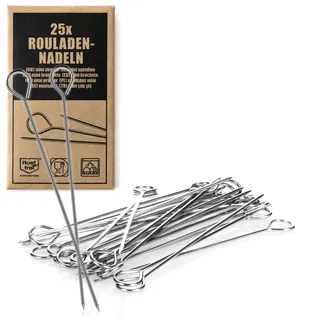 com-four® 25x Rouladennadeln aus Edelstahl - 11 cm lange Fleischspieße rostfrei - Premium Spieße im Set, Rouladenklammern-Ersatz, Rouladenspieße für Rouladen (025 Stück - Nadel)