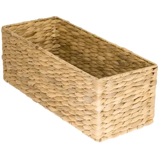 HMF Aufbewahrungskorb Badezimmer Korb geflochten aus Wasserhyazinthe 38 x 15 x 14 cm beige
