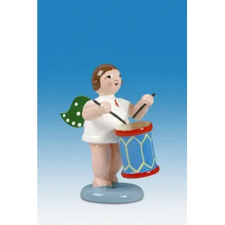 Engelmusikant Engel mit Rührtrommel mit Krone Höhe 6 cm NEU Holzengel Erzgebirge