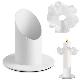 Giugio Kerzenständer Kommunionkerze, Metall Kerzenhalter mit Tropfschutz für Stabkerzen, mit Weiß Kerzenrock, Kommunion kerzenständer Deko für Taufkerze, Hochzeit Kerze, Taufkerzenständer