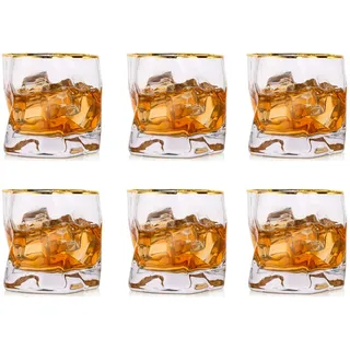 Glasseam Whiskey Gläser Set Whisky Glas: 6 Stück Edel Rum Tumbler