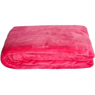 Kuschelige Decke 150x200 cm Fleecedecke Wohndecke aus Polyester Tagesdecke Rosa