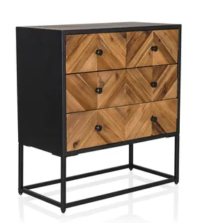 hjh living Sideboard 63 x 70,5 x 32 cm Dunkelbraun / Schwarz