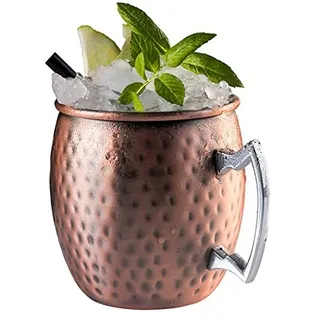 APS 93323 Becher MOSCOW MULE, Ø 9 cm, Höhe 10 cm, 0,5 Liter, Edelstahl, Antik-Kupfer-Look, gehämmerte Oberfläche