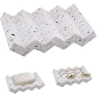 Svitzoot 113 x 72 x 13MM Seifenhalter aus Harz, Seifenschale Stein mit Ablauf, Elegant Marmorstruktur Seifenhalter, Seifenablage, Doppelseitig Verfügbar Soap Holder Dish für Badezimmer, Dusche, Küche