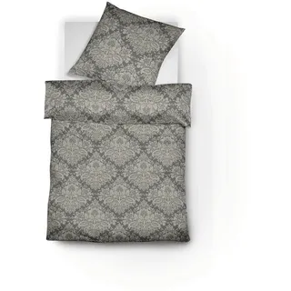 Fleuresse Lech Edelflanell Bettwäsche 155x220 Ornamente grau 603739-21 - grau - 155 x 220 cm