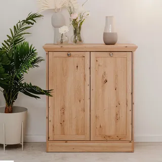 Homestyle4u Sideboard Holz Kommode Eiche Wohnzimmerschrank Braun Anrichte - Braun