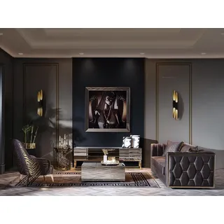 Luxus Sofagarnitur RTV TV-Ständer Dreisitzer Sessel Moderne Couchen Neu - Lila