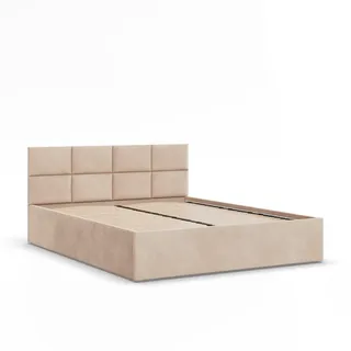 mebligo Gepolstertes Bett mit Kopfteil 180x200 cm, Beige - Creme