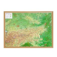 Georelief 3D Reliefkarte Österreich - mit Naturholzrahmen - groß