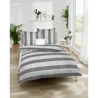 KAEPPEL College Gestreift Grau 155 x 220 cm + 2 x 80 x 80 cm