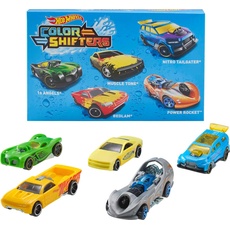 Hot Wheels GMY09 - Spielzeugfahrzeuge mit Farbwechseleffekt bei Verwendung von warmem und kaltem Wasser Maßstab 1:64 Geeignet ab 3 Jahren, Mehrfarbig, 5er Pack