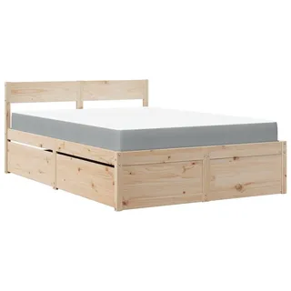 vidaXL Bett mit Schubladen und Matratze 120x200 cm Massivholz Kiefer - Braun