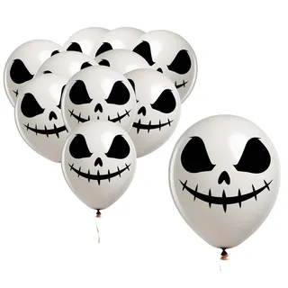 FIESTAS GUIRCA | 10 Gespenster Luftballons (30 cm) - Halloween Dekoration und Kostümparty Deko - Ideal für Gespenster Feiern und Themen-Events - Weiß und Schwarz
