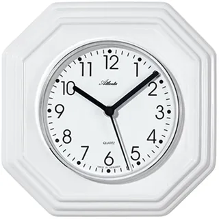 Atlanta 6010 Küchenuhr Wanduhr Küche Quarz analog Keramik weiß achteckig - Weiß