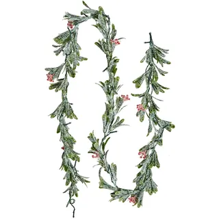 Vevor Weihnachtsgirlande, 2 m, realistisches Grün, Tannengirlande, dekoriert mit Weinreben, Olivenblättern & Beeren, immergrüne Kunstgirlanden mit Lichterkette, Weihnachtsdeko für Kaminsims