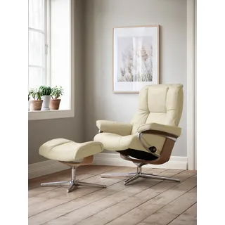Stressless Relaxsessel "Mayfair" Set, Relaxsessel mit Hocker, mit Hocker, mit Cross Base, Größe S, M & L, Holzakzent Eiche, vanilla paloma