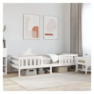 vidaXL Massivholzbett ohne Matratze Weiß 100x200 cm Kiefernholz