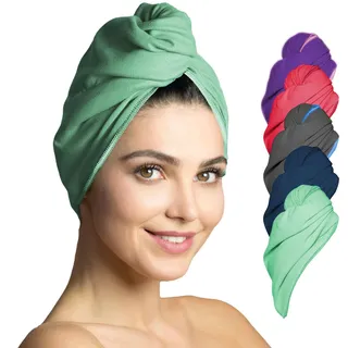 Fit-Flip Haarturban Mikrofaser - 1 Stück Haarhandtuch mit Knopf - schnelltrocknend und saugstark - Microfaser Kopf Turban - Haar Handtuch (mint)