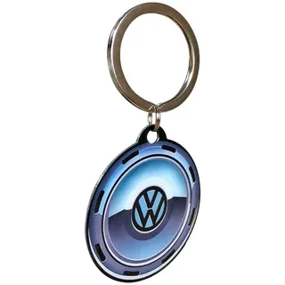 Nostalgic-Art Retro Schlüsselanhänger, Ø 4 cm, VW – Wheel | Original Volkswagen Lizenzprodukt (OLP), aus Metall, Vintage Design, Geschenk-Idee für VW Bus Fans