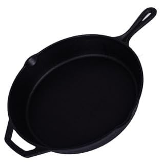 GrillGott Gusseisenpfanne Ø 32 cm Gusseisen-Pfanne mit 2 Ausgüssen & Griff - kratzfest & Antihaft-pfanne, Gusseisenpfanne zum Grillen, Rösten, Anbraten, hitzebeständig & wärmespeichernd